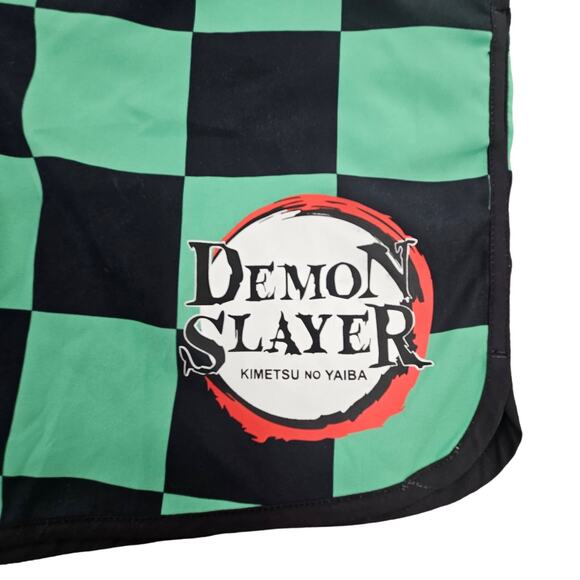 Hot Topic Swim Trunks Demon Slayer Mens Board Short XL Check Black Green NWT - Picture 6 of 10